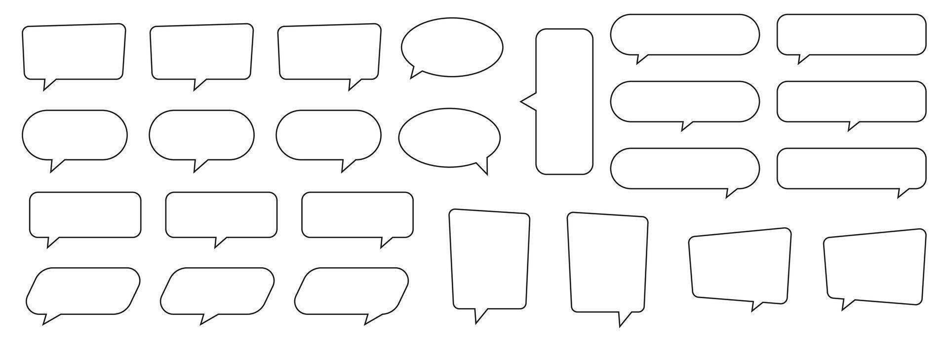 Collection of line speech bubble, ounline speech balloon, chat bubble set. vector