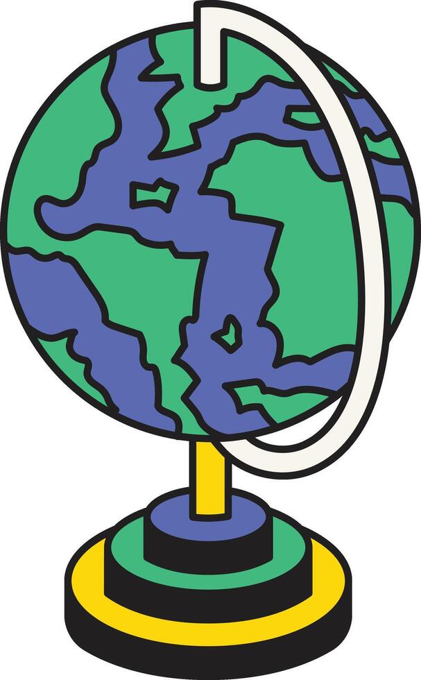 Flat Globe Icon, World Map and Geography Illustration vector