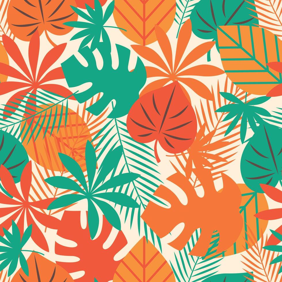 Modern seamless pattern with abstract minimal tropical leaves. Great for summer designs, packaging, fabric, and stylish decor projects vector