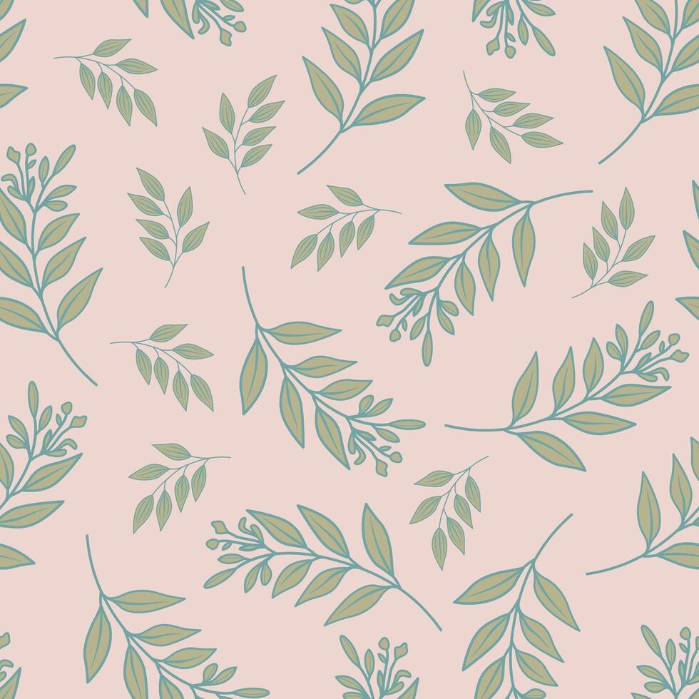 pattern featuring minimal line art branches and leaves. Ideal for packaging, fabric, branding, and elegant design projects vector