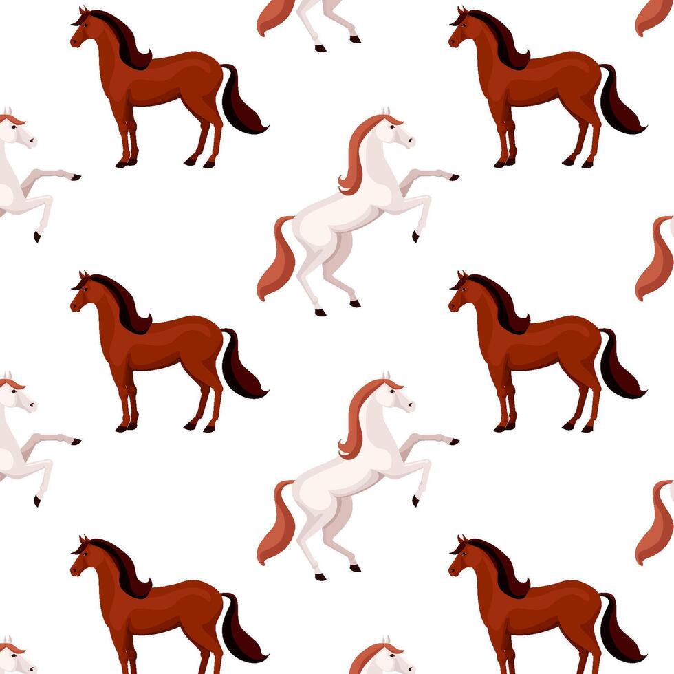 Colorful pattern of horses in a playful design vector