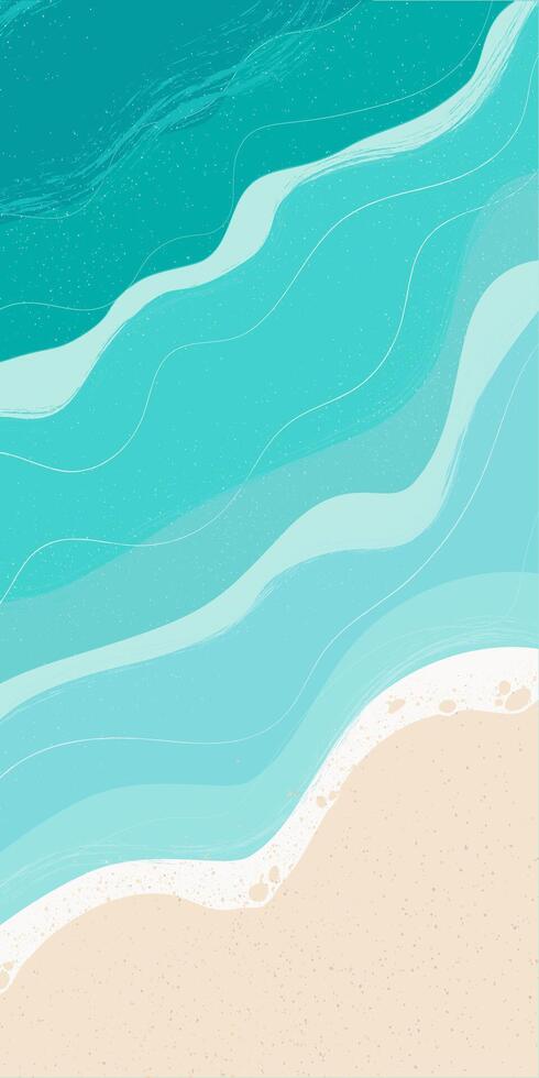 Top view of an exotic empty beach. A place for your project. A foamy sea with waves. illustration vector