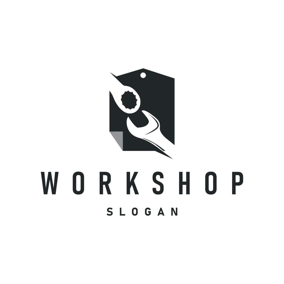garage workshop logo design workshop key equipment icon illustration vehicle repair template product brand symbol and business brand vector