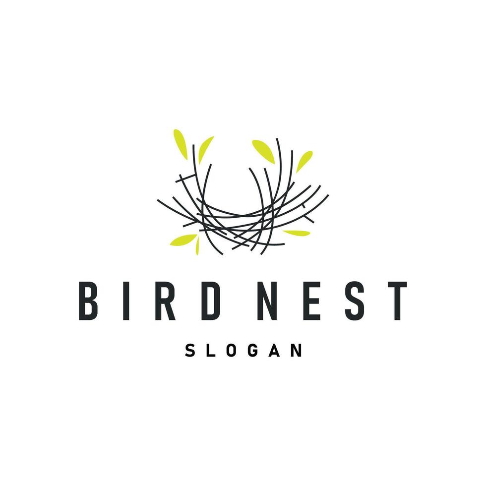 modern simple design bird nest logo, line concept bird house shelter, flying animal template illustration branding product brand vector