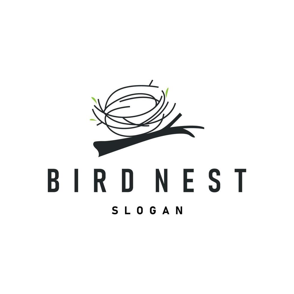 modern simple design bird nest logo, line concept bird house shelter, flying animal illustration symbol branding product brand vector