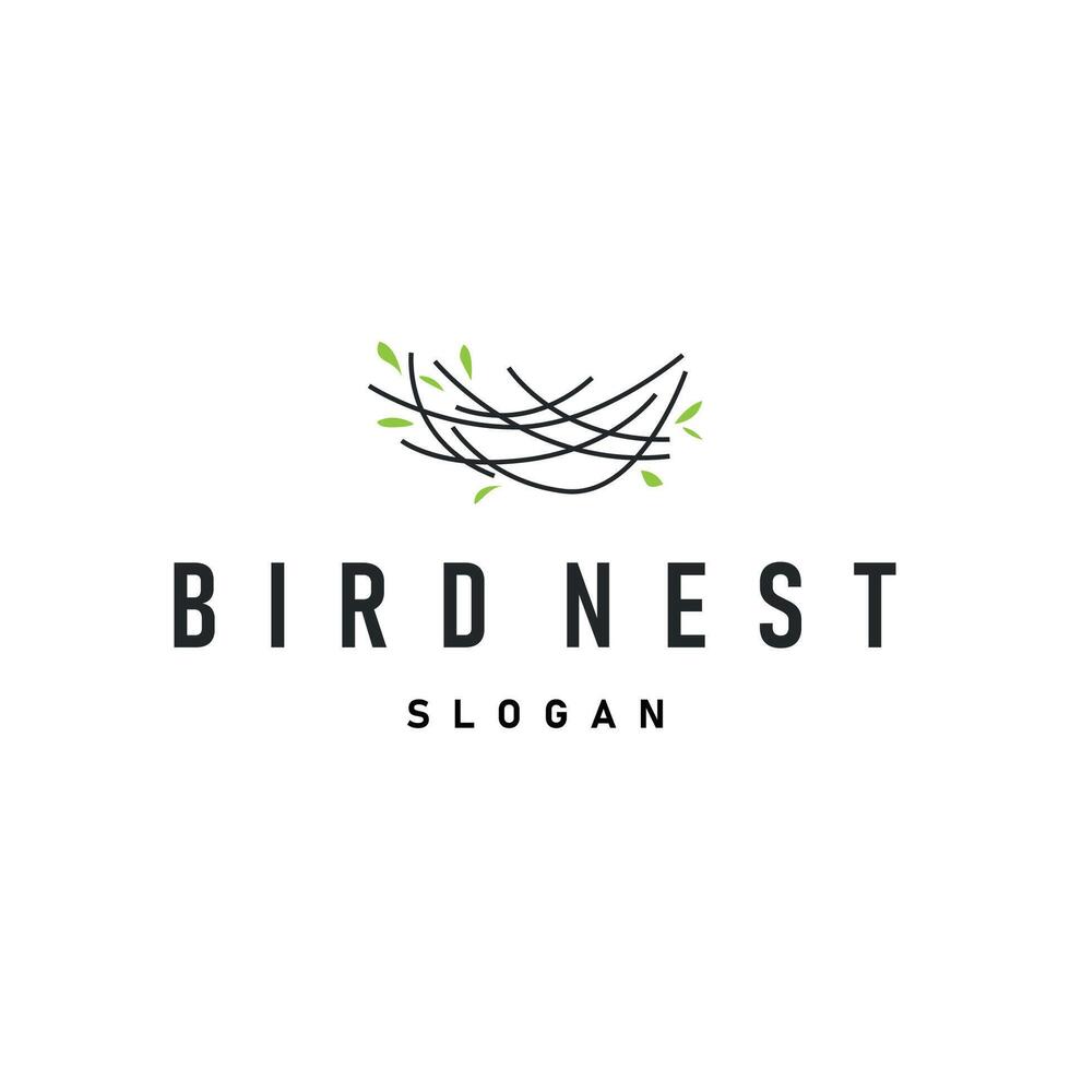 modern simple design bird nest logo, line concept bird house shelter, flying animal template illustration symbol vector