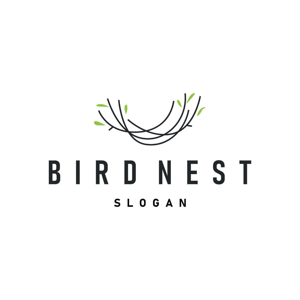 modern simple design bird nest logo, line concept bird house shelter, flying animal template illustration symbol branding brand vector