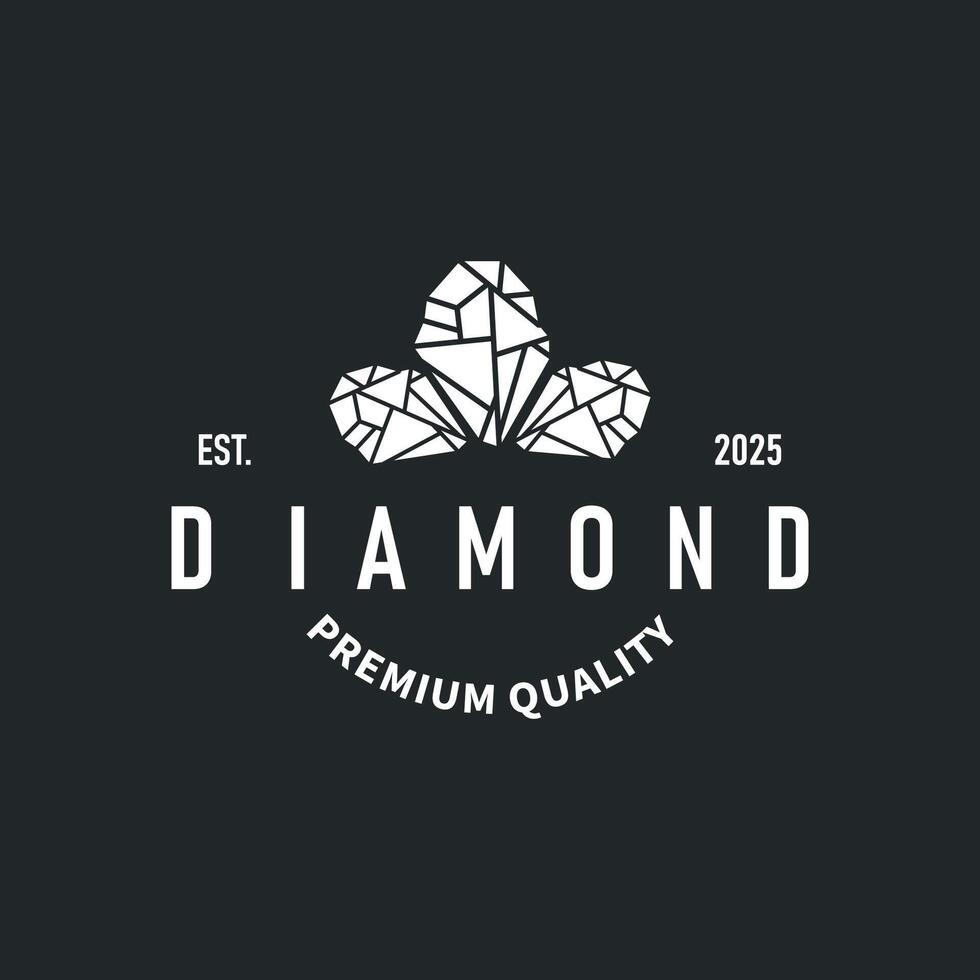 luxury jewelry design gemstone logo, luxury diamond stone templet brand product simple vintage vector
