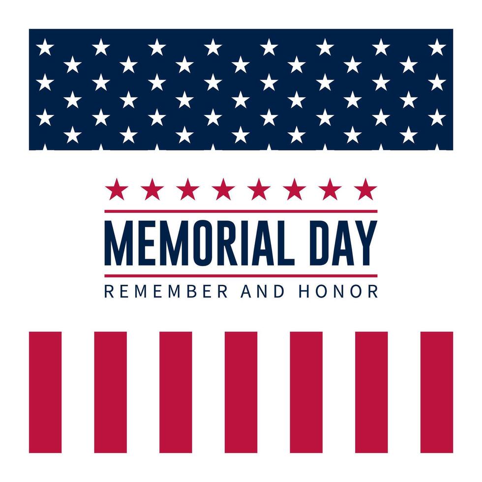 Memorial day background concept with remember and honor text vector