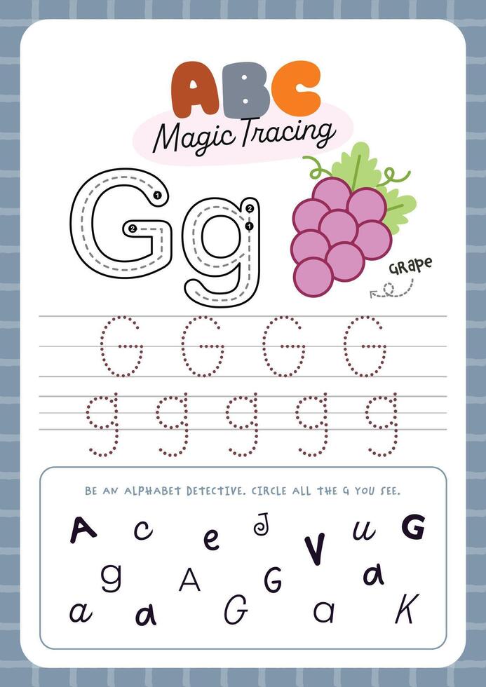 Magical Alphabet Tracing Worksheet with Kawaii Design for kids fun learning perfect for preschool and kindergarten to practice handwriting and letter recognition vector