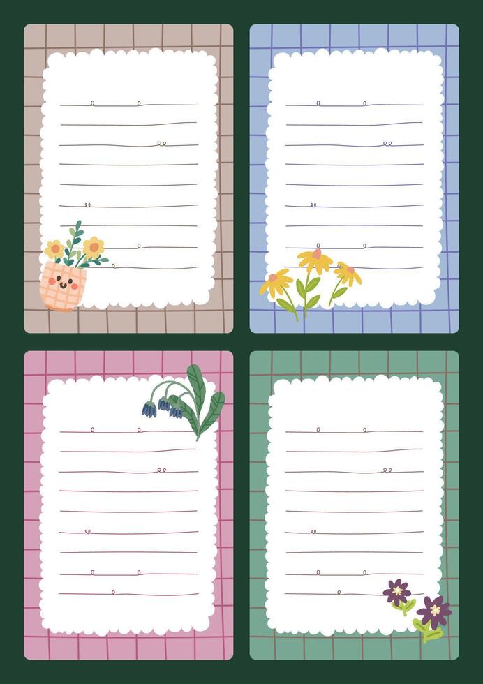 Cute and colorful journaling element set featuring note papers stickers and labels ideal for planners scrapbooks and decorative stationery or DIY craft projects vector