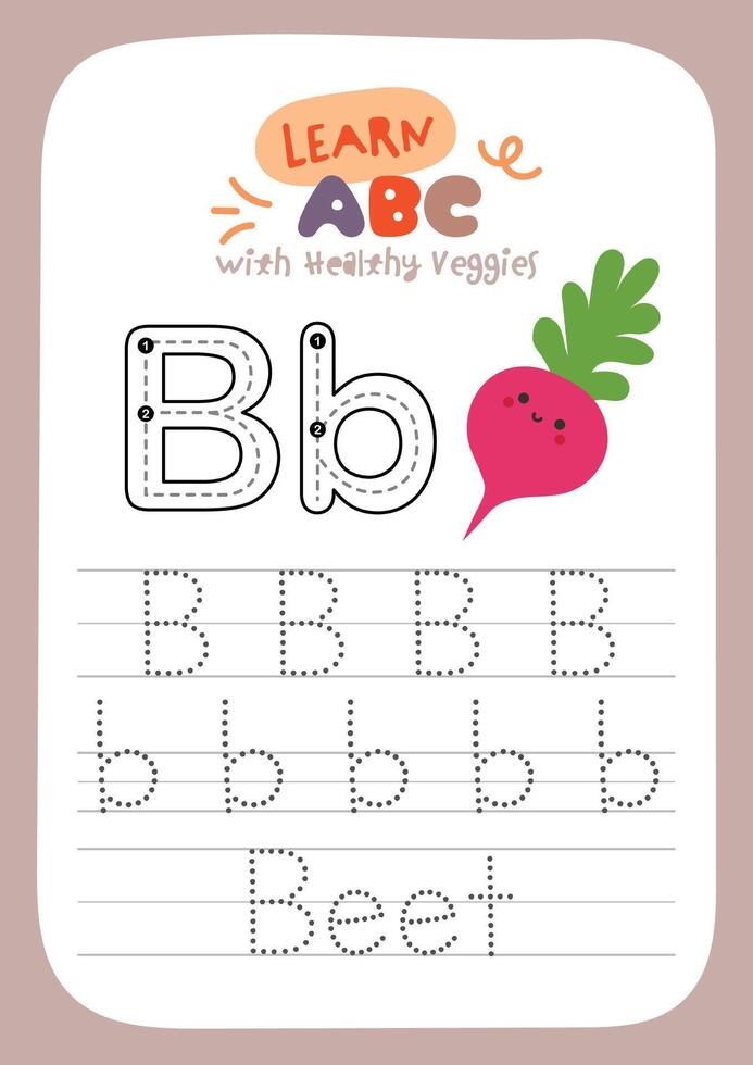 Printable worksheet for tracing healthy vegetables to help kids practice writing skills and learn to recognize different vegetables in a fun and educational way vector