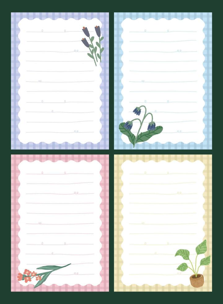 Collection of cute journaling elements including notes stickers and labels in colorful designs perfect for scrapbooking planner decoration and fun creative stationery projects vector