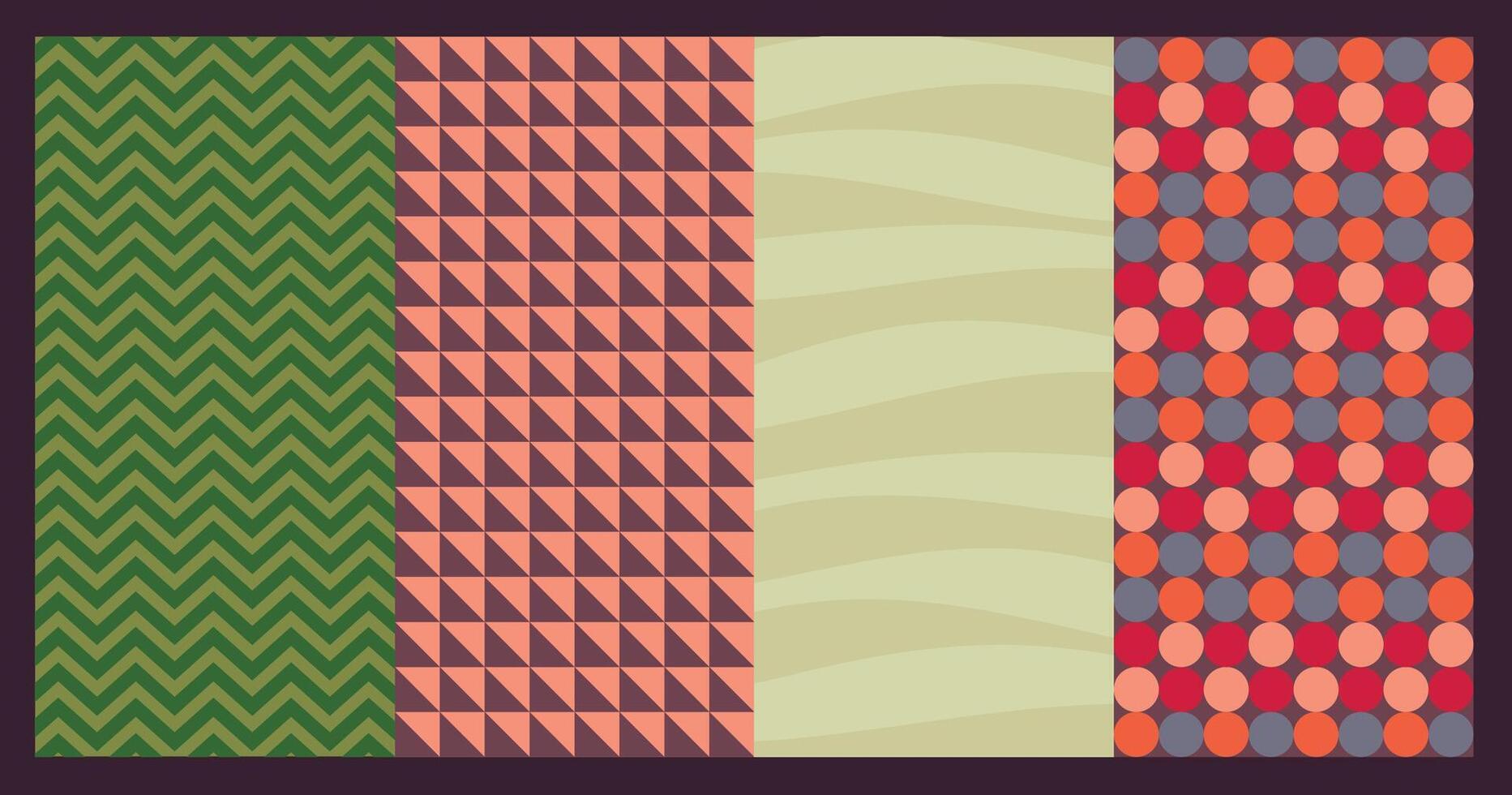 Collection of seamless pattern designs with various shapes and colors suitable for background textile wallpaper wrapping paper and creative decorative applications vector