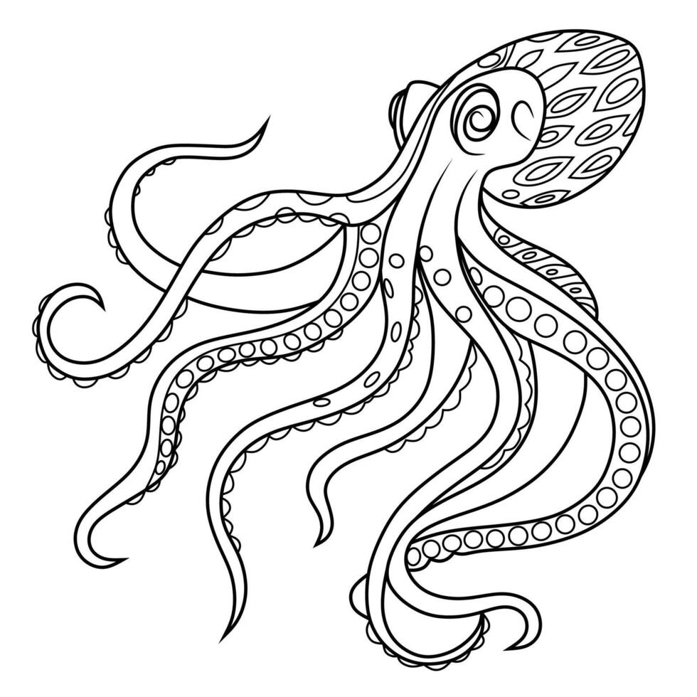 Elegant Line Art Octopus vector