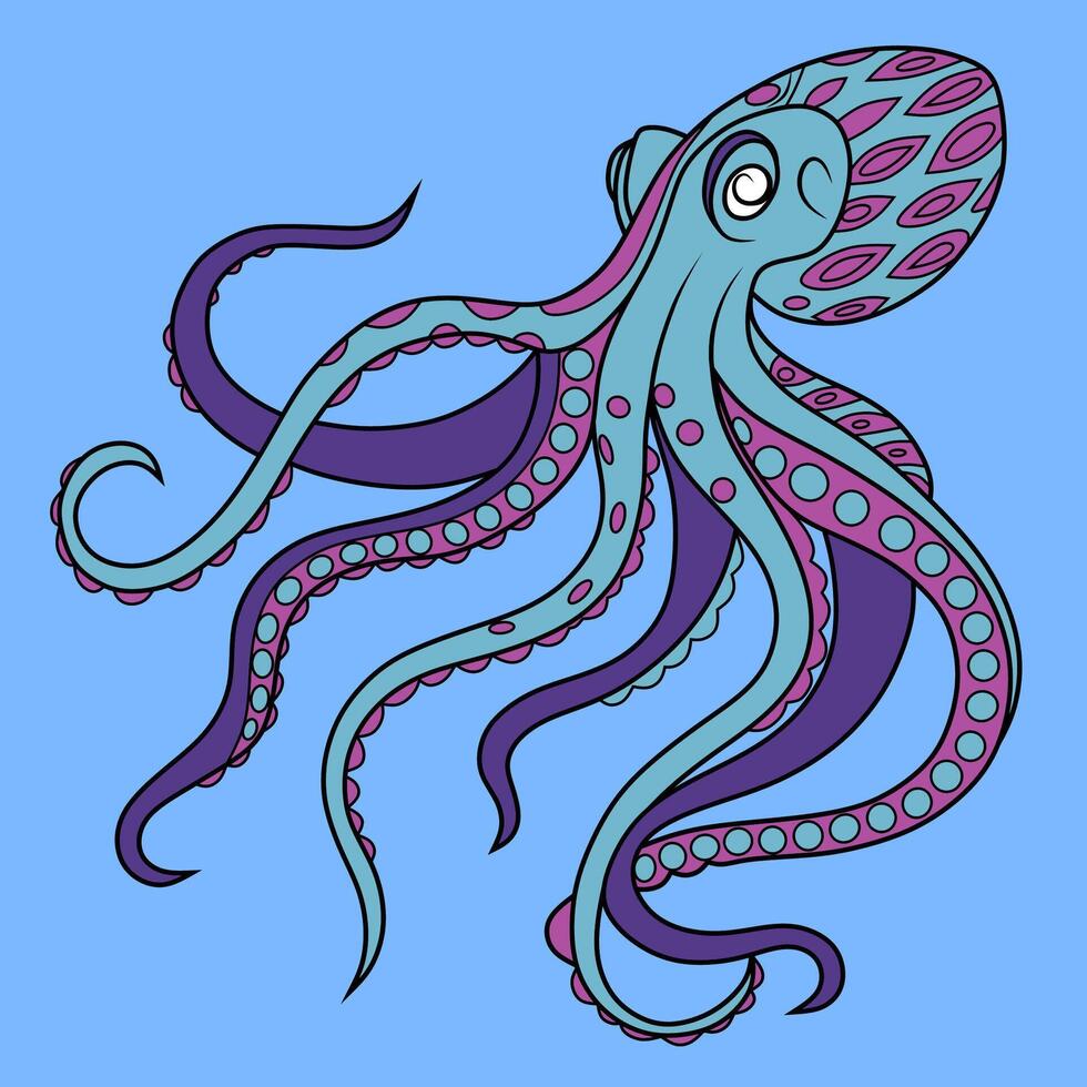 Colorful Octopus in the Ocean vector
