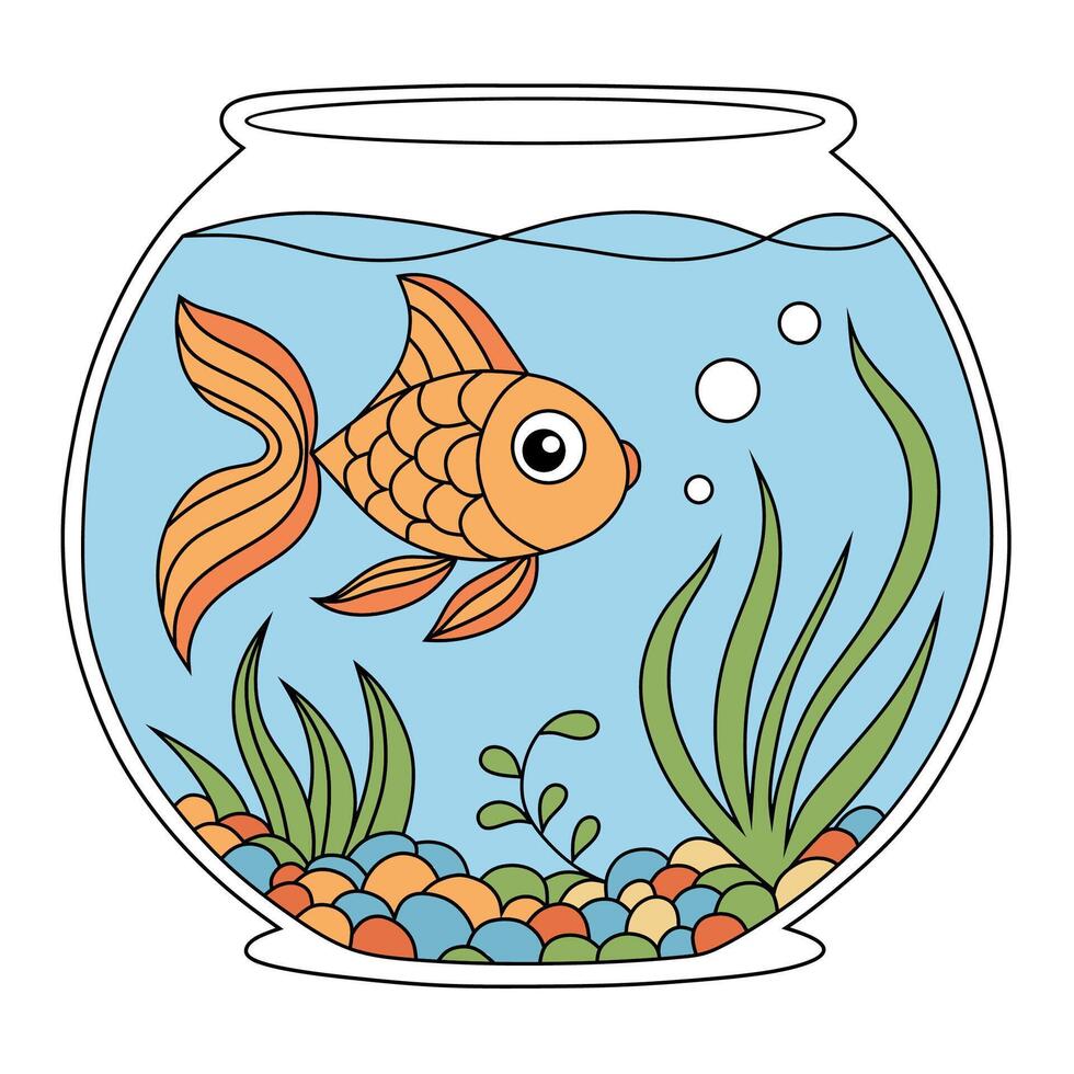 Colorful Goldfish in an Aquarium vector