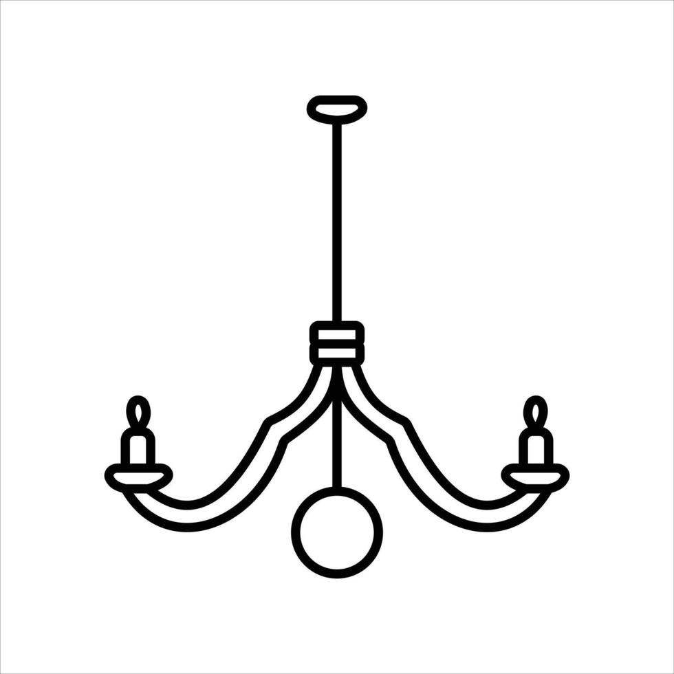 Simple outline of a chandelier. vector