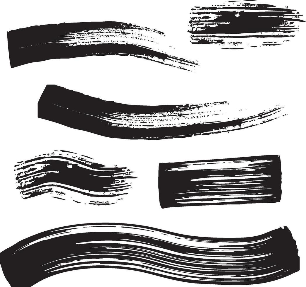 A set of black brush strokes vector