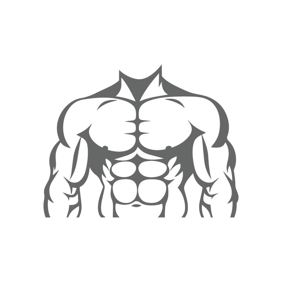 Bodybuilder's Muscular Torso Silhouette Illustration vector