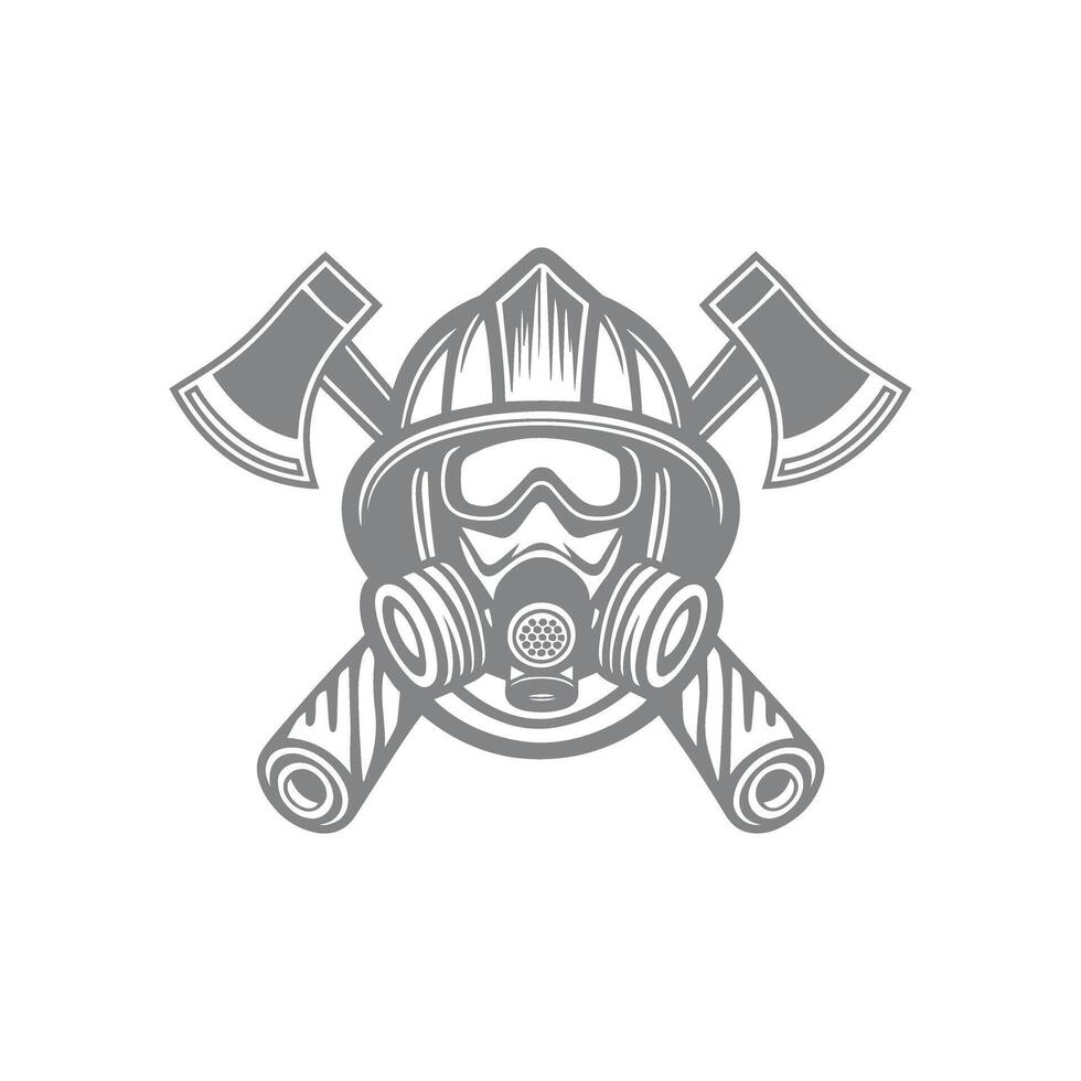 Firefighter Helmet and Axes design illustration. vector