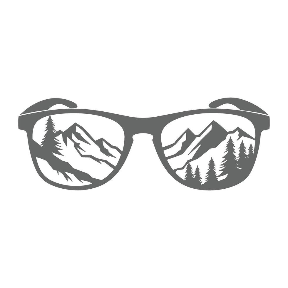 Sunglasses with Mountain Scenery Design Illustrtaion vector