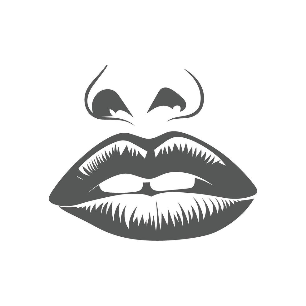 Monochrome Illustration of Lips and Nose vector