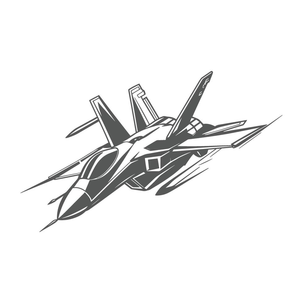 Collection of Fighter Jets in Silhouette illustration vector