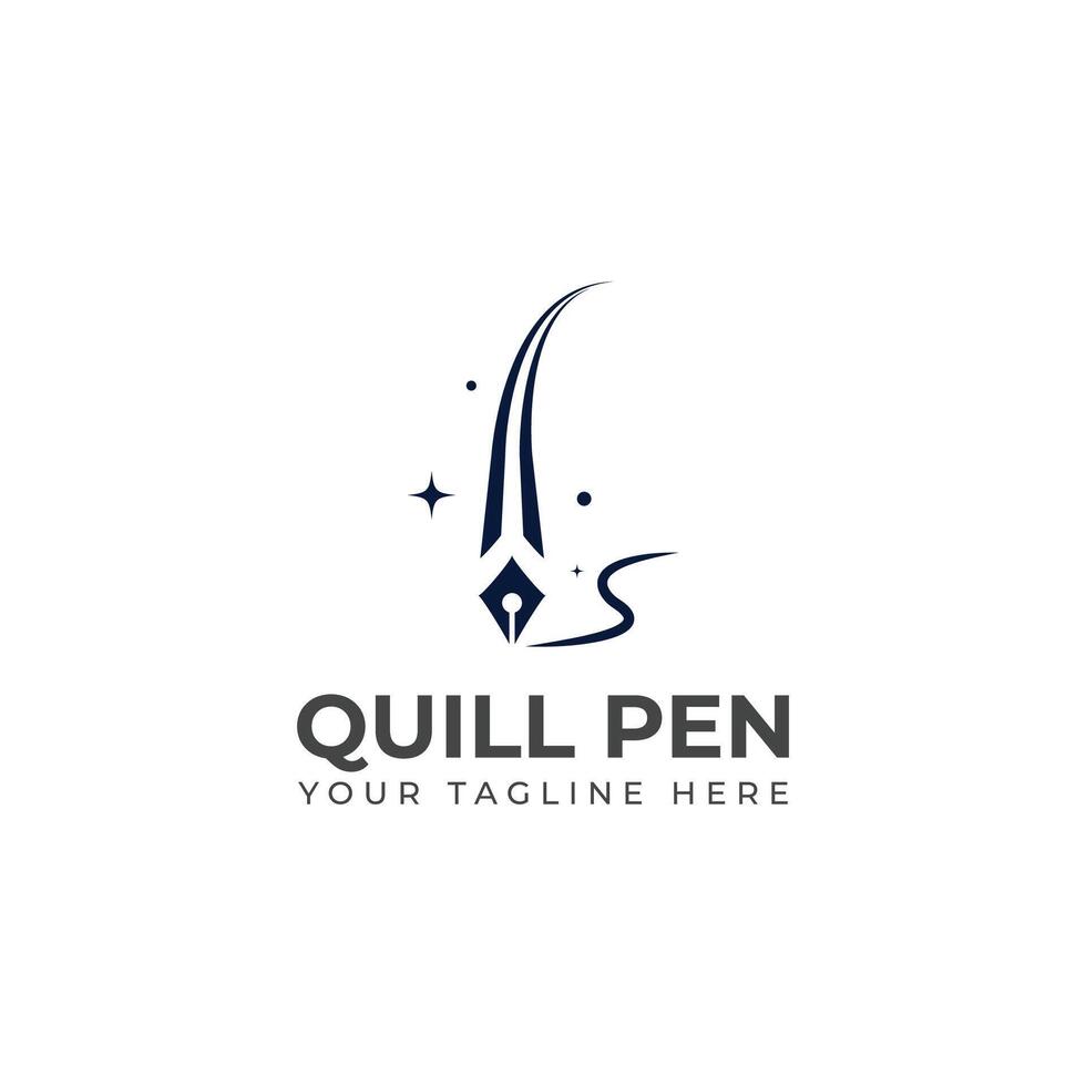 Quill pen logo design vector