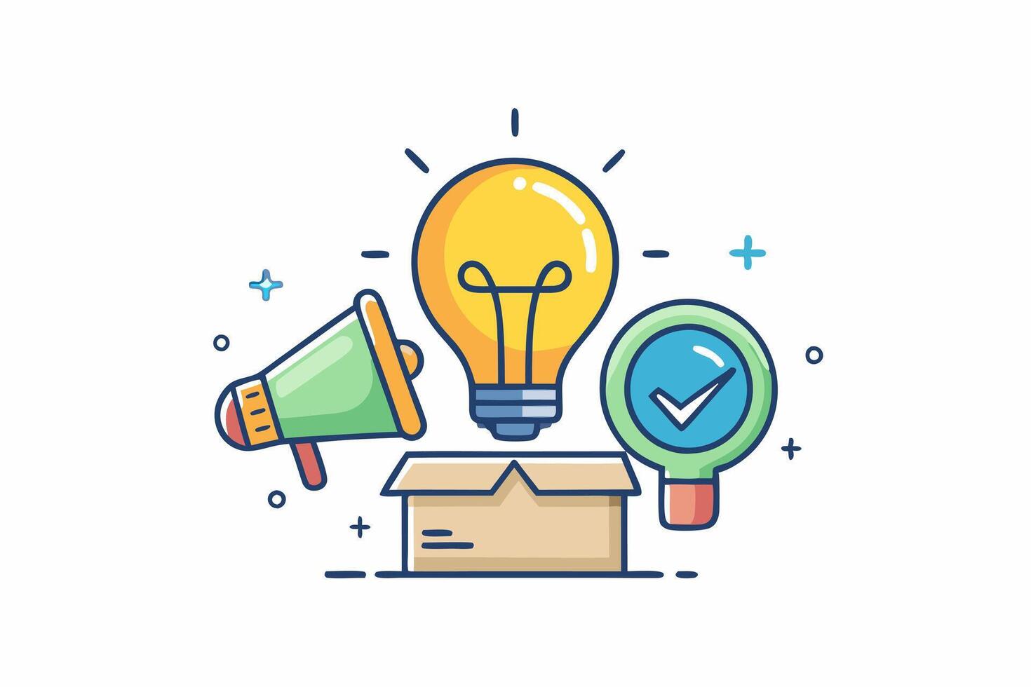 Did You Know logo design featuring a light bulb, idea box, and quote. Perfect for marketing, advertising, and business campaigns. Loudspeaker symbol for spreading interesting facts. vector