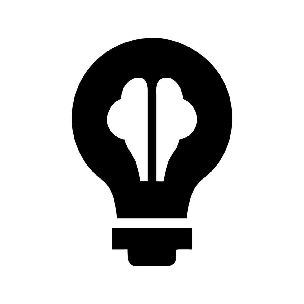 Shining bulb human brain idea icon. Bulb with brain inside symbolizing creative ideas. vector
