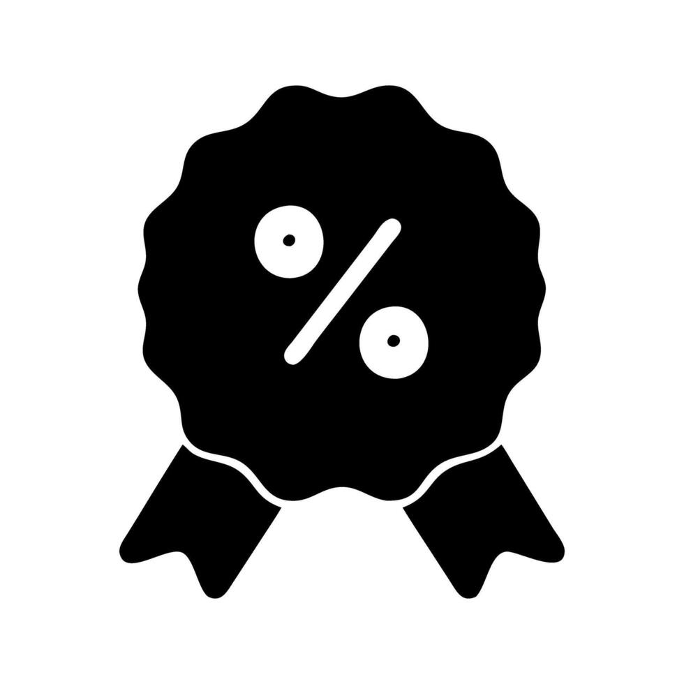 Percentage badge discount symbol icon. Badge with percentage sign promoting sales offer. vector