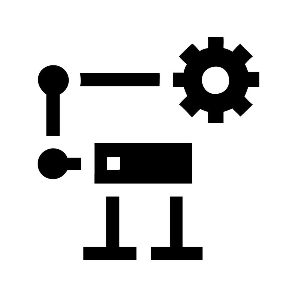 Automated gear system symbol icon. Gear mechanism supporting workflow automation. vector