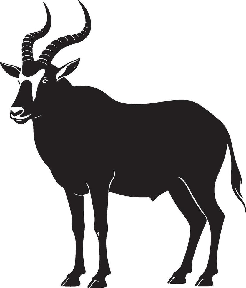 An image of a black antelope standing on a white background vector