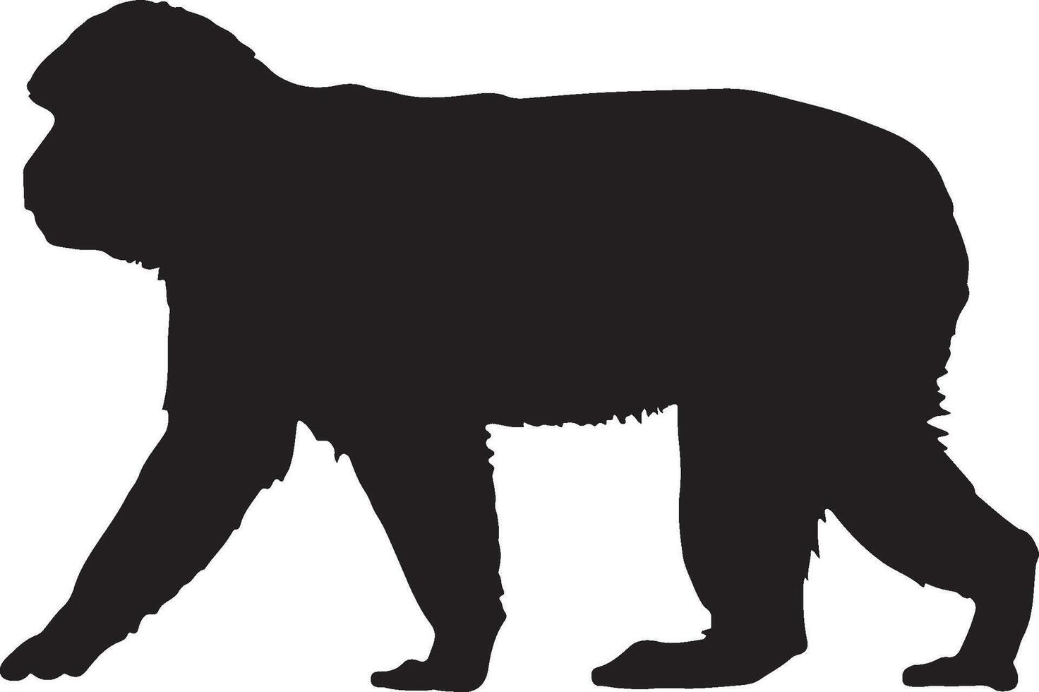 A black silhouette of a monkey walking vector