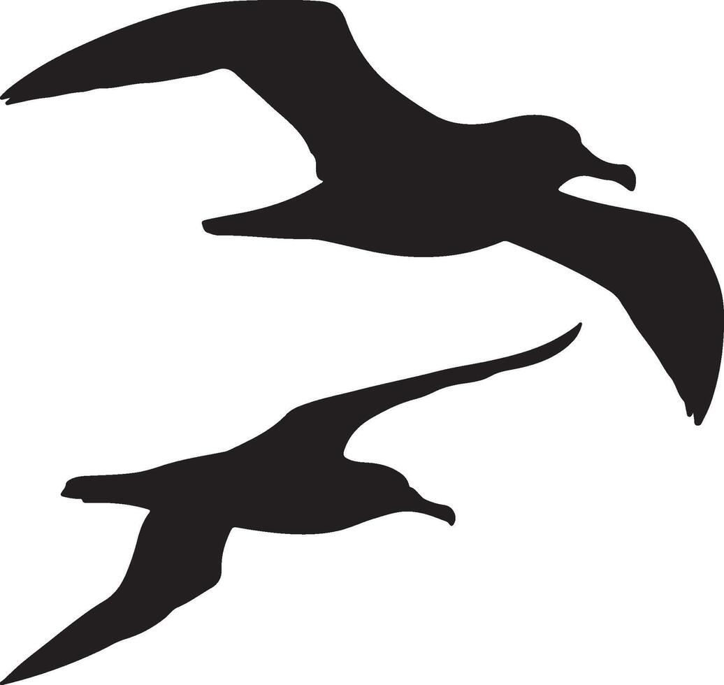 Two birds flying in the air on a white background vector