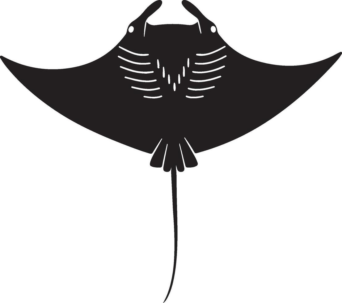 A black and white silhouette of a stingray vector