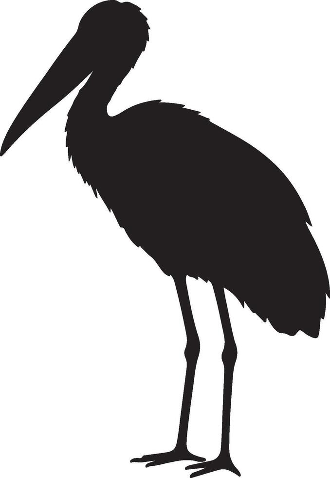 Silhouette of a stork standing on a white background vector