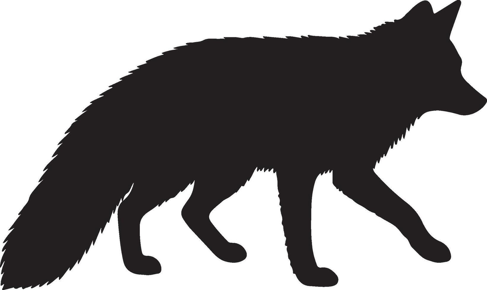 Black silhouette of a fox walking on a white background vector