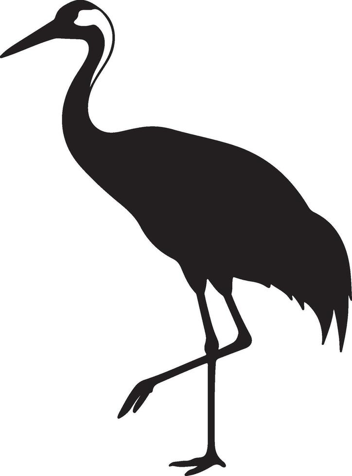 A silhouette of a crane standing on a white background vector