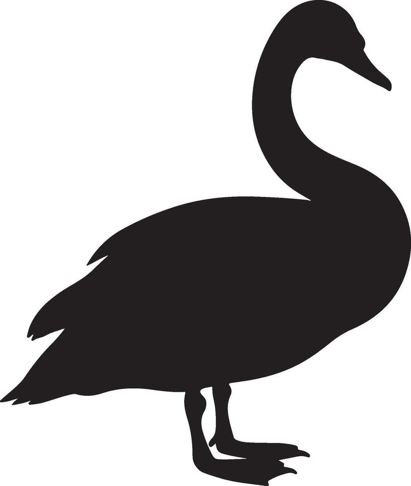A black silhouette of a swan on a white background vector