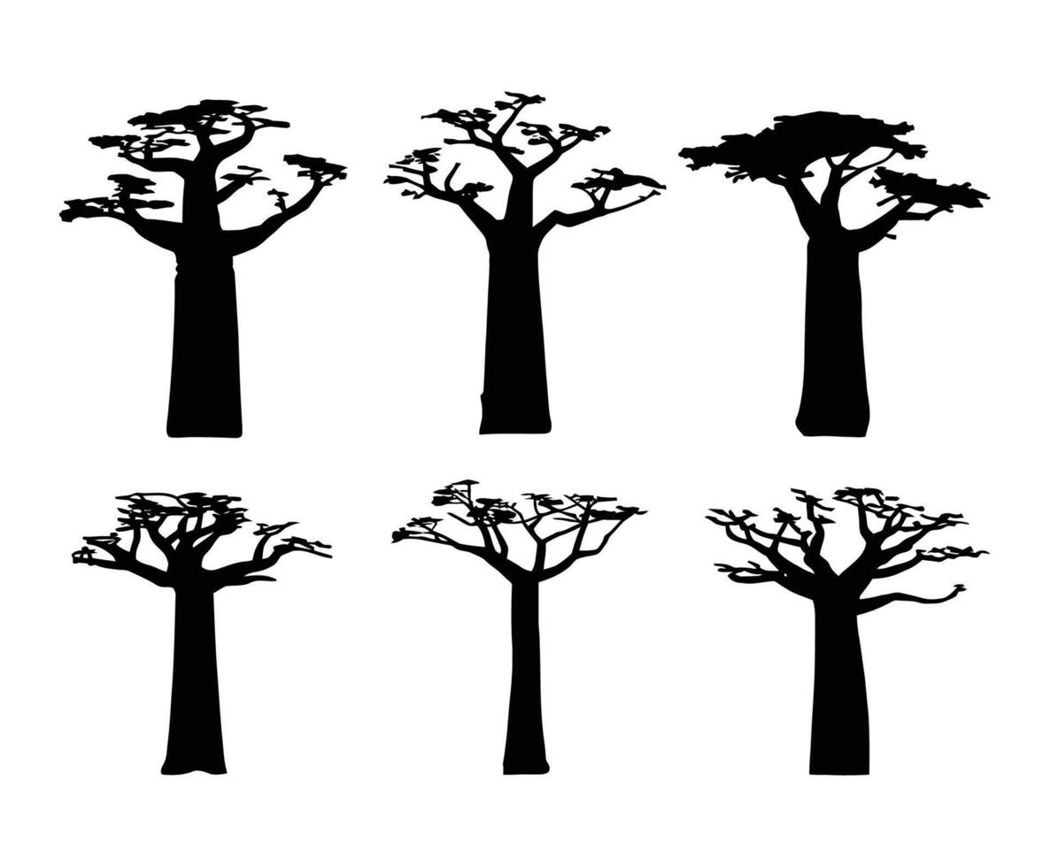 Baobab Tree Silhouette EPS Illustration vector