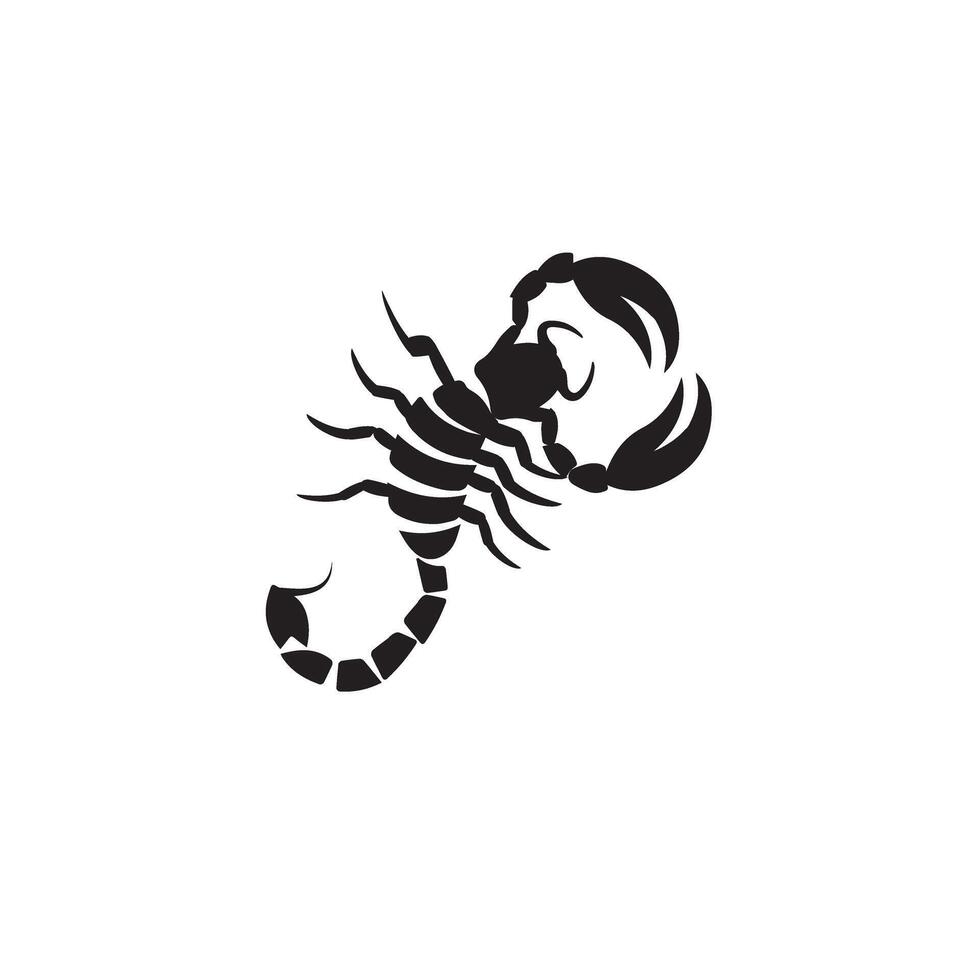 Black scorpion silhouette graphic illustration. Perfect for tattoos, logos and creative graphic applications. vector