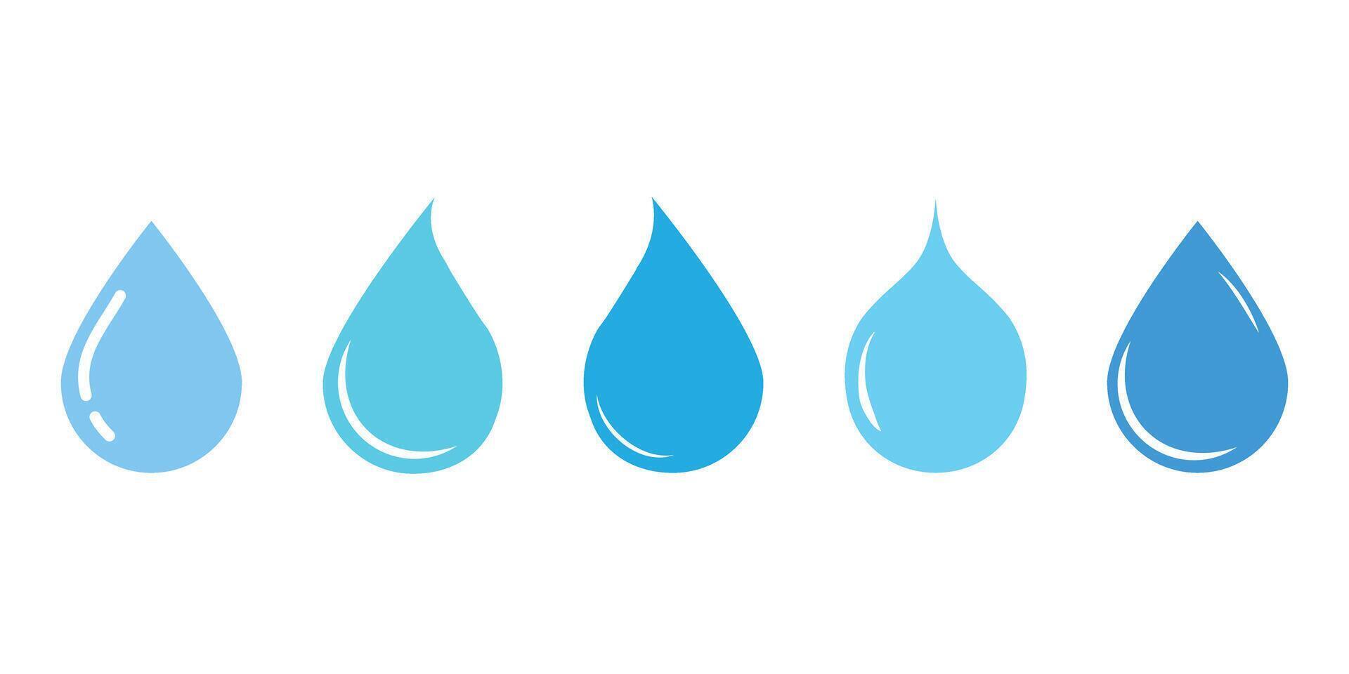 Blue water drop icon set. vector