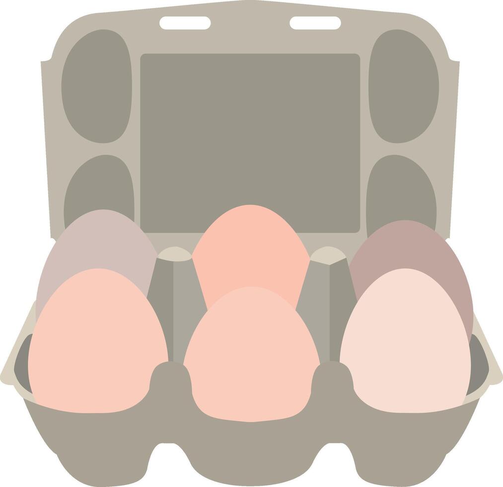 Illustration egg box with white fresh chicken eggs. Egg container. vector
