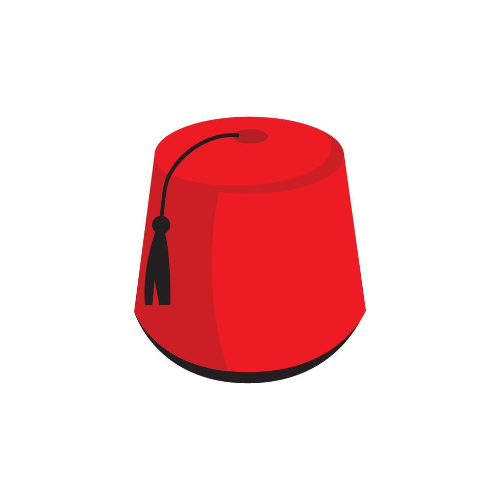 Red turkish hat fez isolated, turkish symbols vector