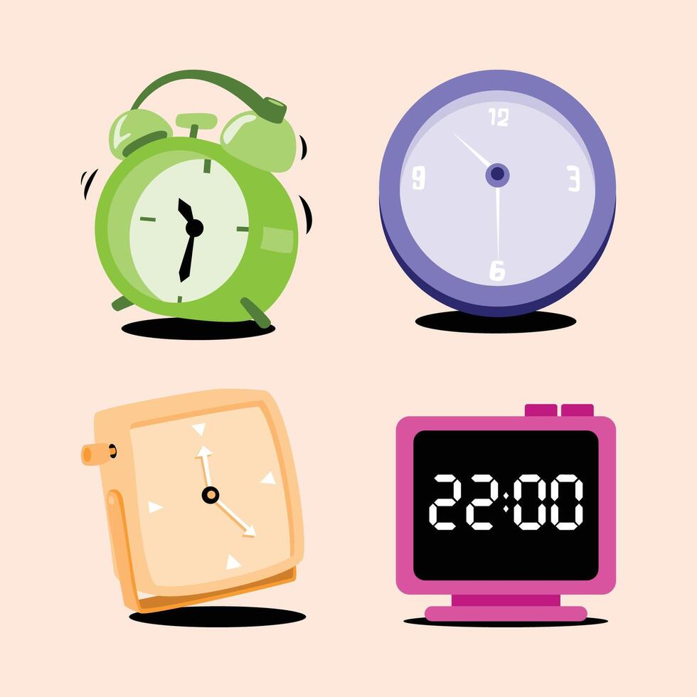 Clock mascot design. Clock pack illustration. vector