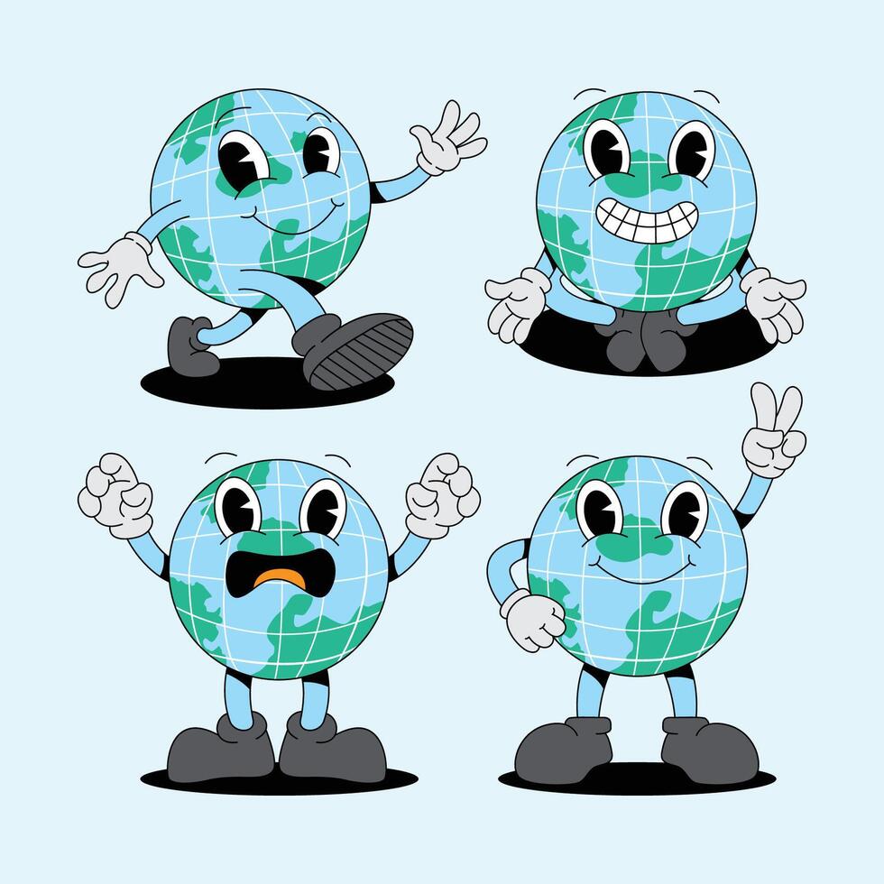 Earth mascot design. Cute earth stock logo pack. vector
