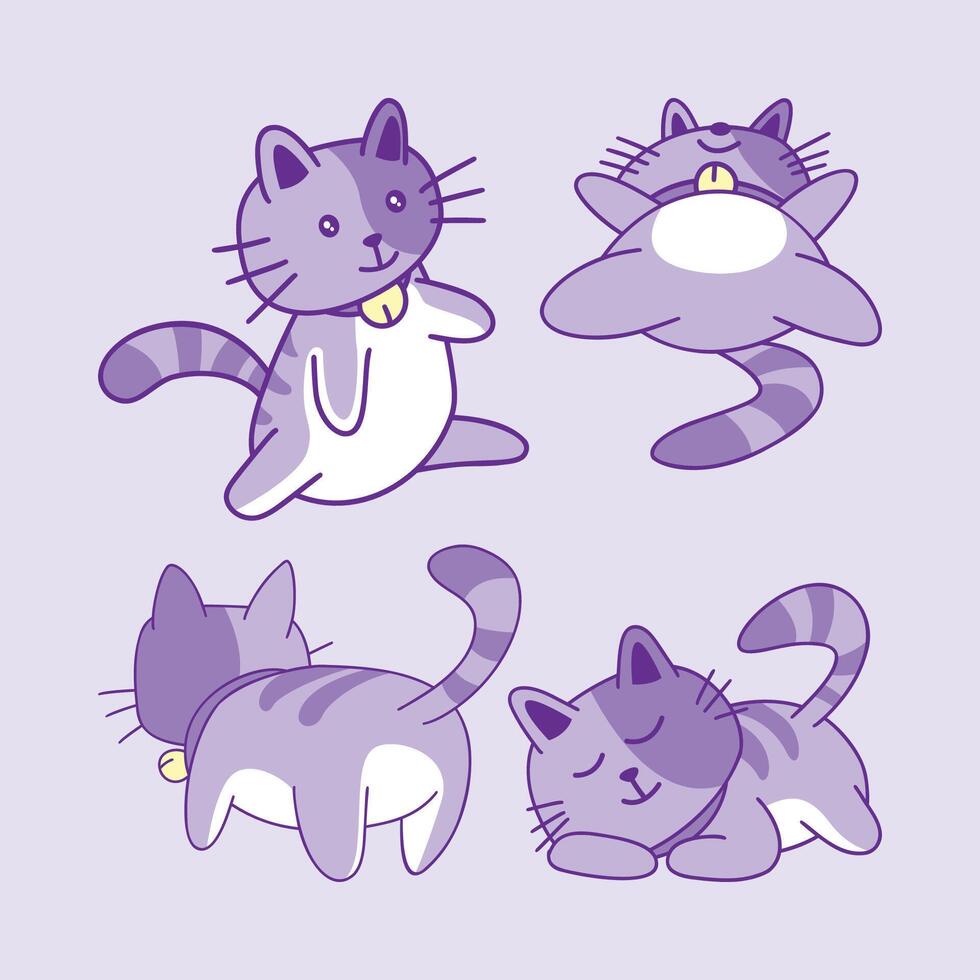 Cat mascot design. Cute cat stock design pack. vector