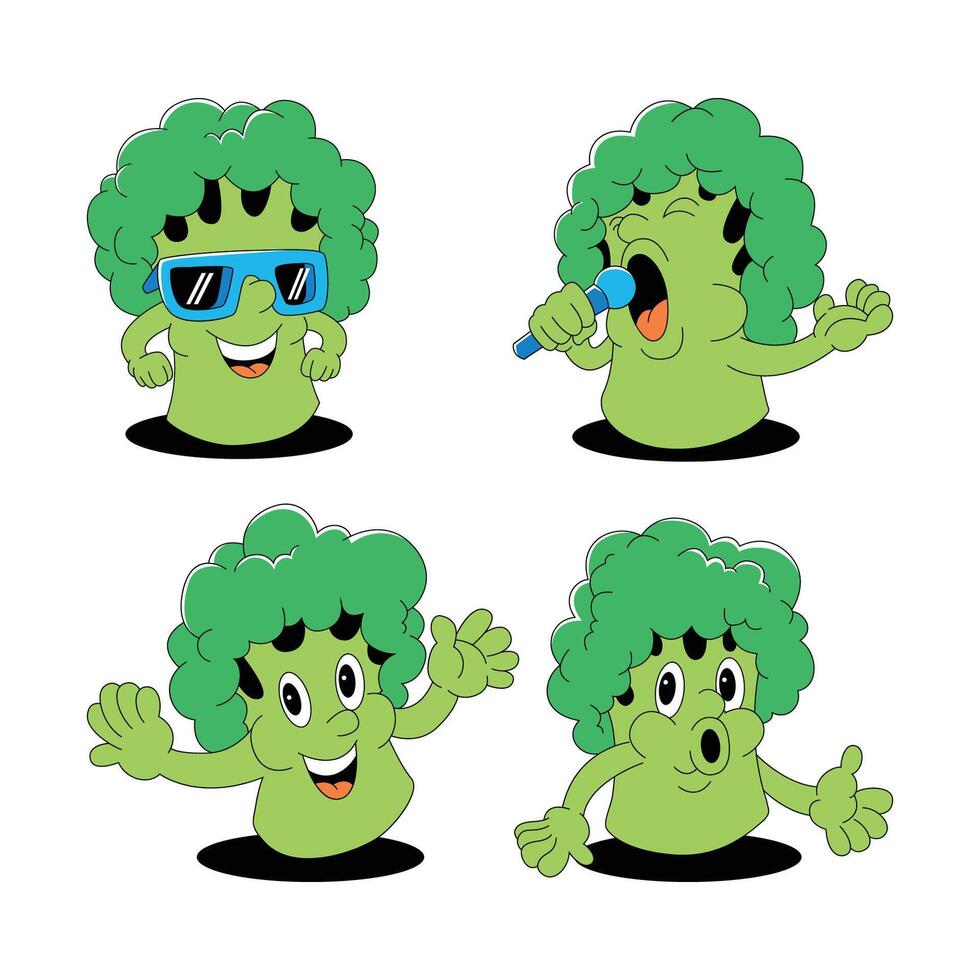 Broccoli mascot design. Cute broccoli pack. vector